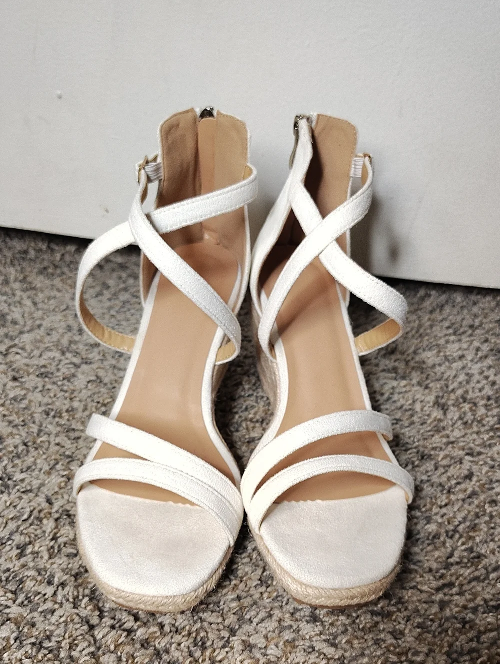 Women’s White Crisscross Espadrille Wedge Sandals
